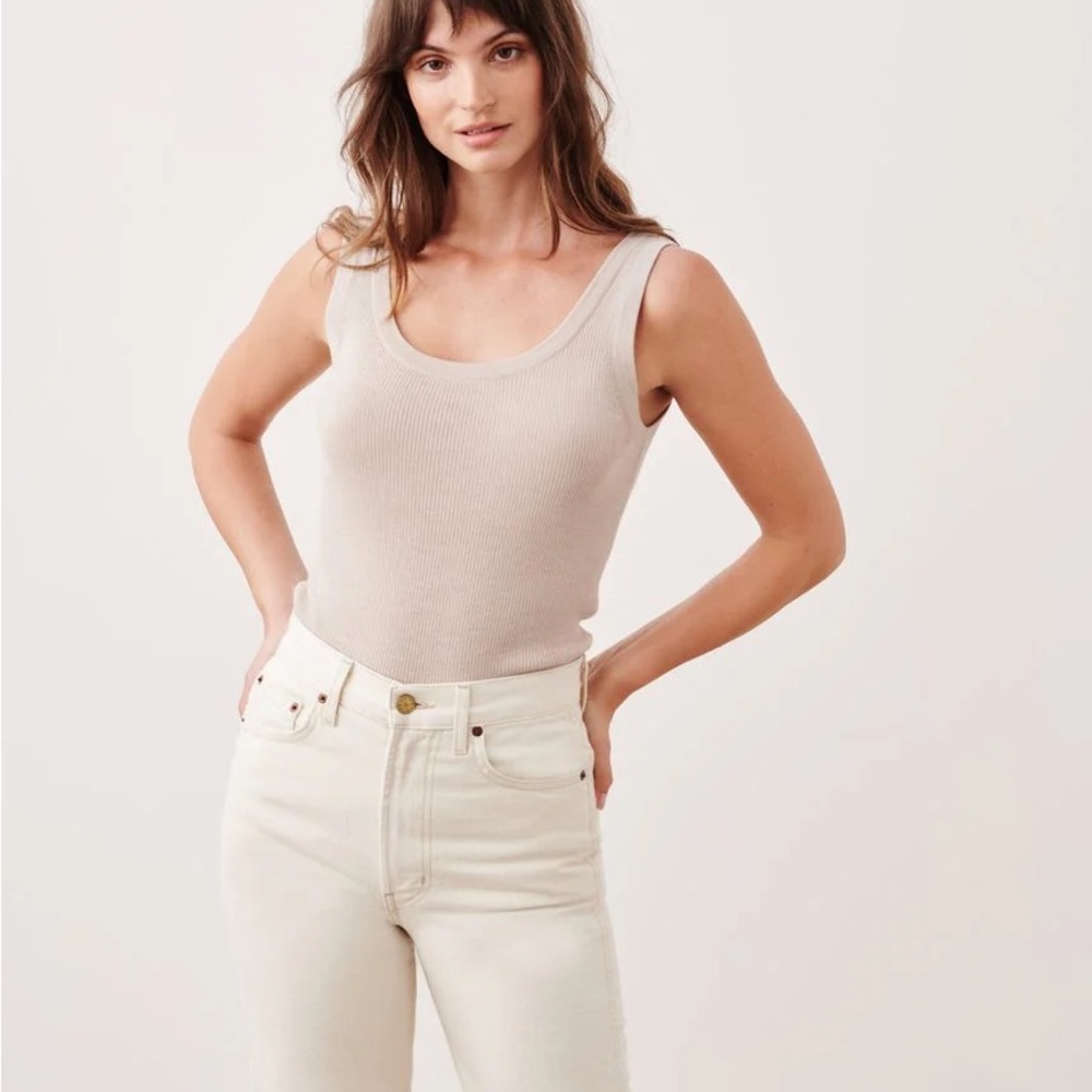Jenni Kayne Cream Ribbed Tank Top